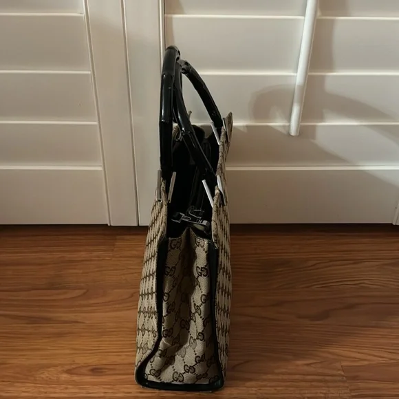 AUTHENTIC GUCCI Vintage GG Canvas Bamboo Tote (Tom Ford Era) 2way rare🎍 - Picture 5 of 13